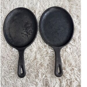Vintage Lodge Cast Iron OS Griddle Fajita Pan Set of 2 Oval Black  Made in‎ USA
